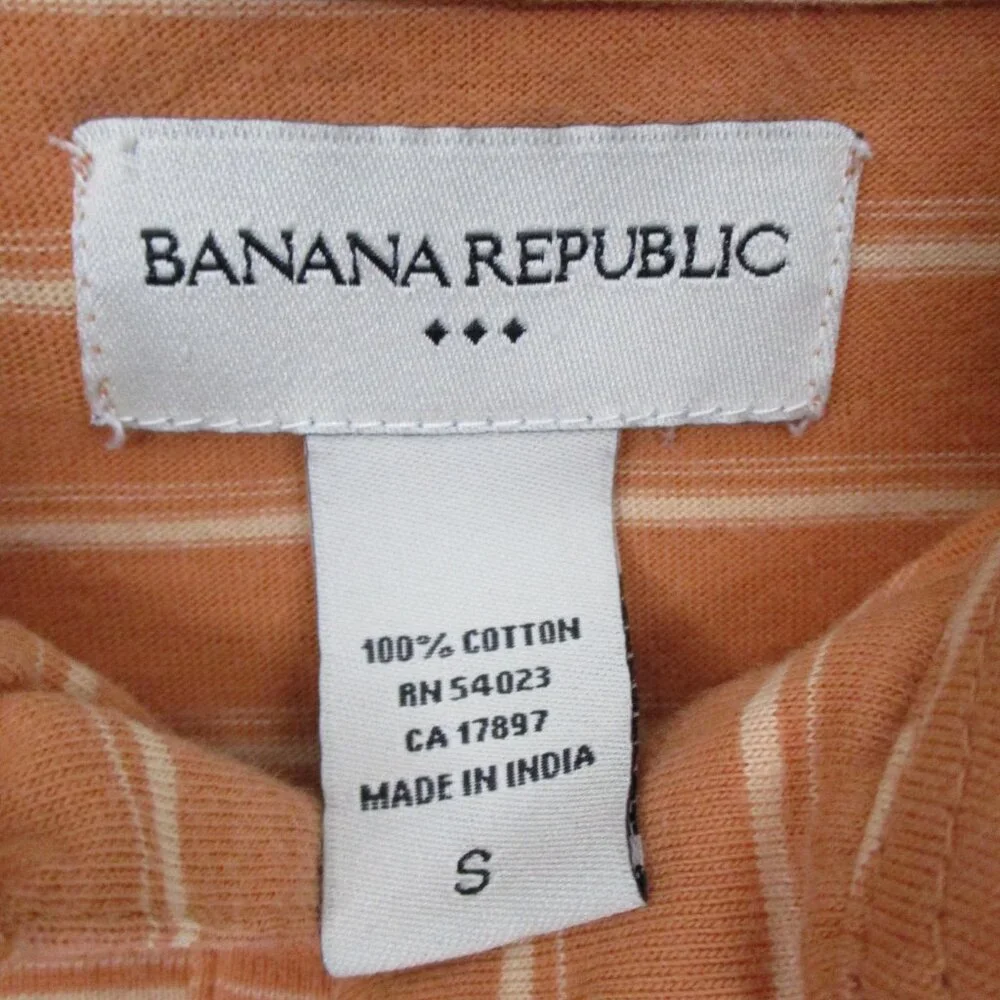 Banana Republic Short Sleeve Stripe Polo Shirt Brown (Sand Stone)‎ Men Size | S